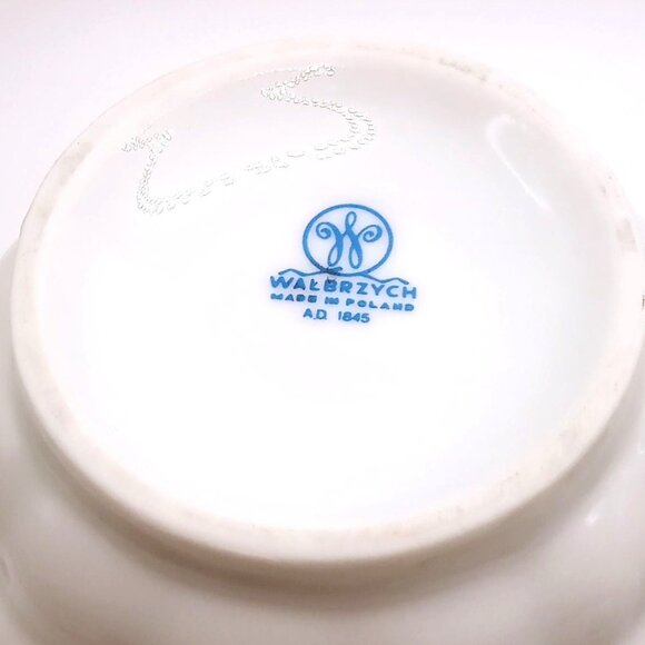 Walbrzych Poland Sugar Bowl Creamer Set Porcelain Gold Trim Floral Design VTG - Picture 10 of 12